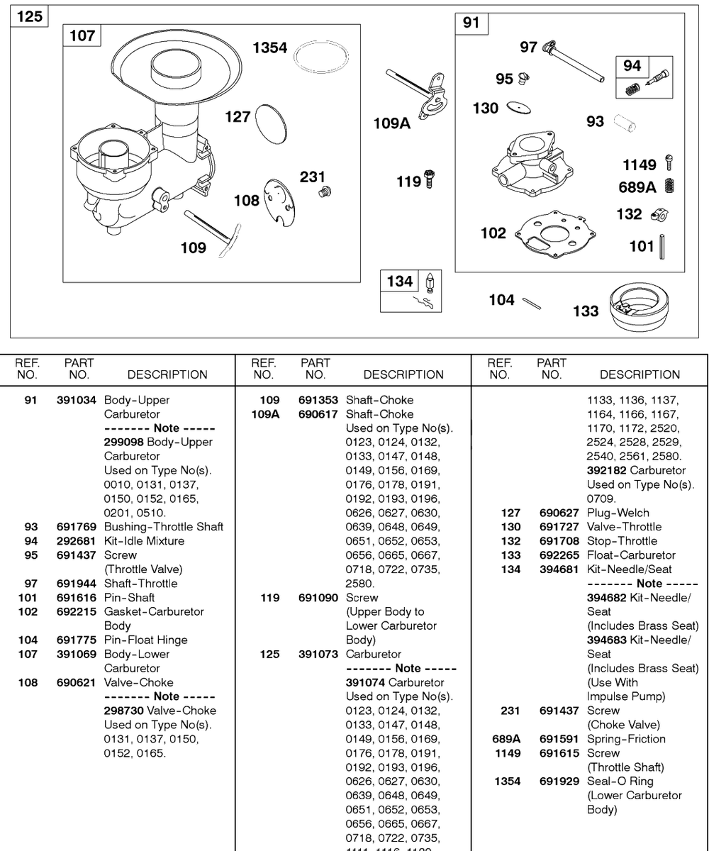 Carburetor, Choke And Throttle Shaft, Upper Body Diagram and Parts List for 243432-0737-XX  Briggs and Stratton Engine